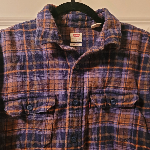 Levi's Other - Levi's Relaxed Fit Flannel Shirt Adult Sz M Brown Blue Plaid Heavyweight Grunge